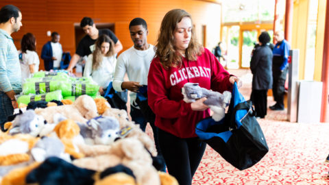 Students pack comfort cases