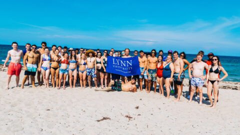 Students on the beach in Delray Beach, Florida.