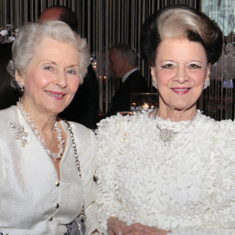 Mary Anna Fowler (left) pictured with Isabelle Paul (right) pose at Christine Lynn's 70th birthday party