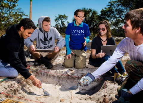Students work on an archeological project during J-Term.