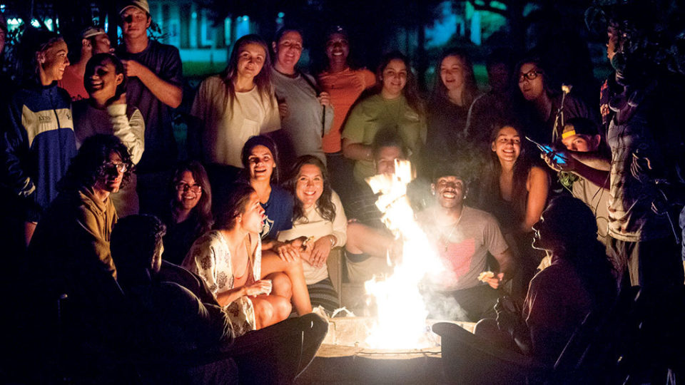 Students at fire pit