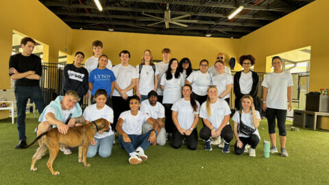 Students together at Peggy Adams Animal Rescue for Citizenship Project.