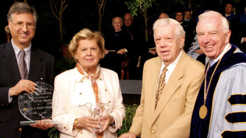 Mary and Harold Perper receive The Boca Raton Award in 2006 from former Boca Raton Mayor Steven Abrams, left, and President Emeritus Donald E. Ross.