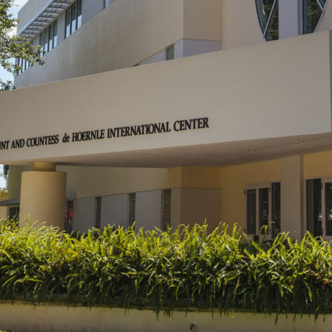 Outside of de Hoernle International Center where The Gordon and Mary Henke Wing is located.