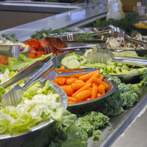 Salad bar in the Elmore Dining Commons.