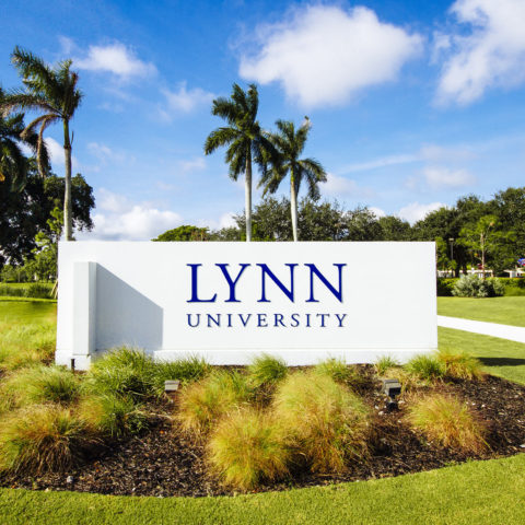 Lynn University sign at N. Military Trail entrance