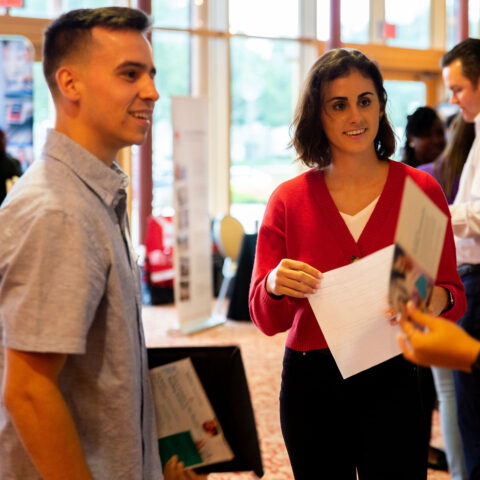 Students attend the general business fair at Lynn.