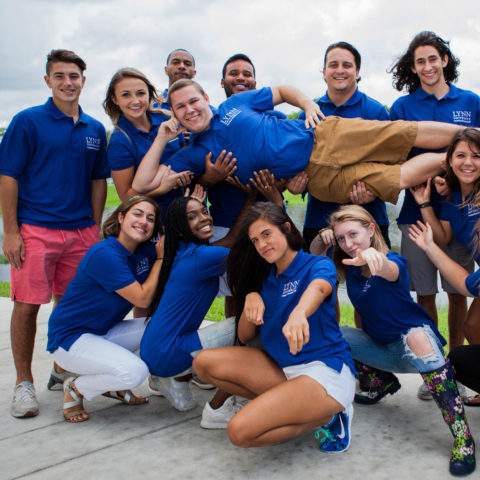 Students posing on Lynn campus.