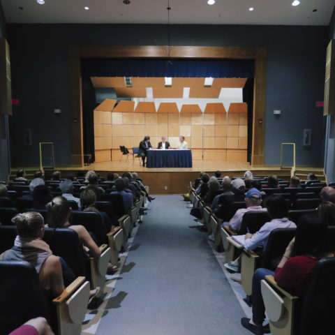 Robert Watson hosts a Q&A in Amarnick-Goldstein Concert Hall.