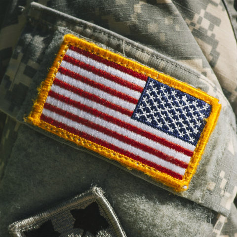 American flag on military uniform