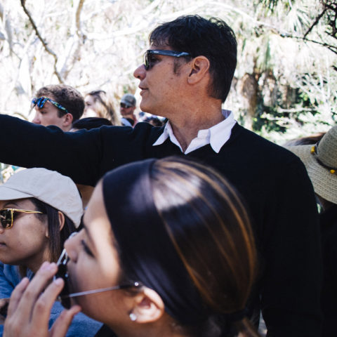 Dr. Watson, professor of environmental studies, takes students to a nature preserve.