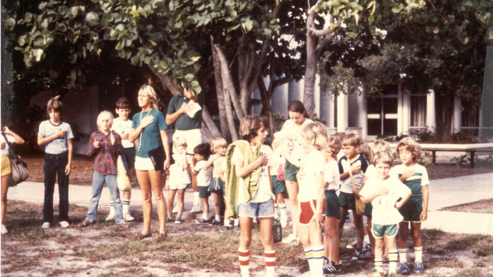 Old photo of counselors and campers at Lynn's Pine Tree Camps.