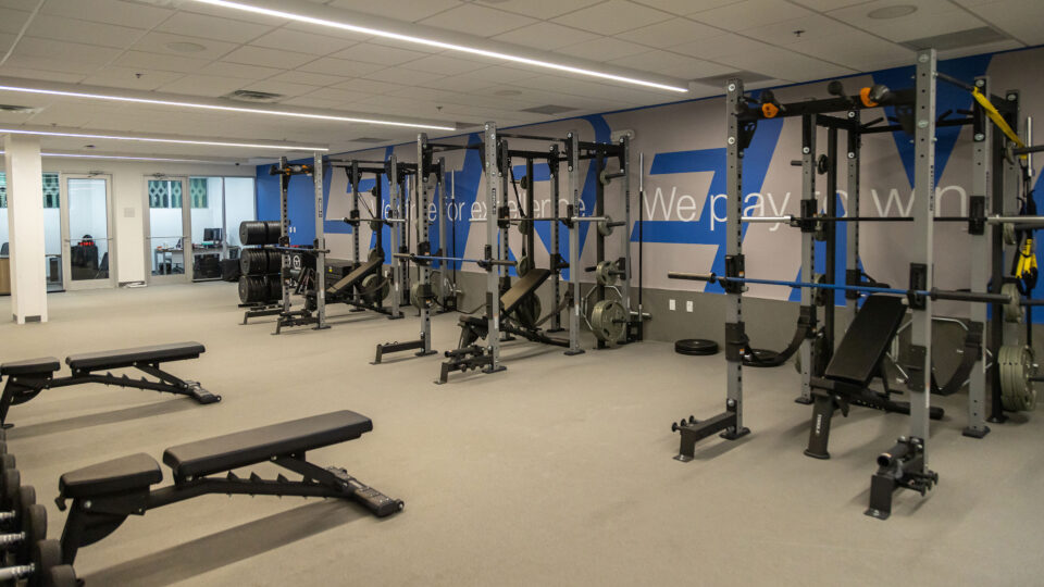 Interior shot of the Snyder Center for Health and Wellness with the weight equipment.